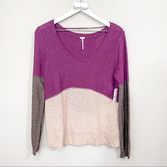 Free People Sweaters - NWT Free People Colorblock Plum Sweater | Medium